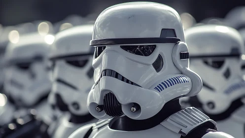 Close view of stormtrooper armor in tight formation.