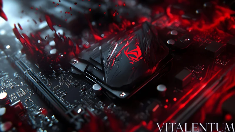 Futuristic Gaming Motherboard with Red Neon Lighting and Sharp Detail. Futuristic Gaming Motherboard with Red Neon Lighting and Sharp Detail.
