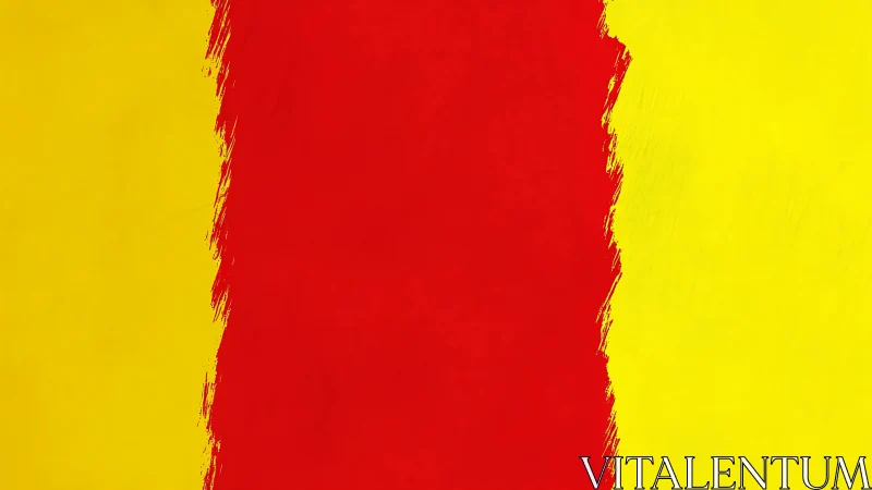 Vertical red stripe divides two yellow digital color fields
