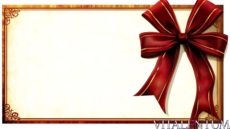 Crimson ribbon crowns an empty cream-gold celebration frame