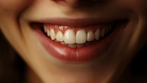 Radiant close-up smile highlights healthy white teeth.