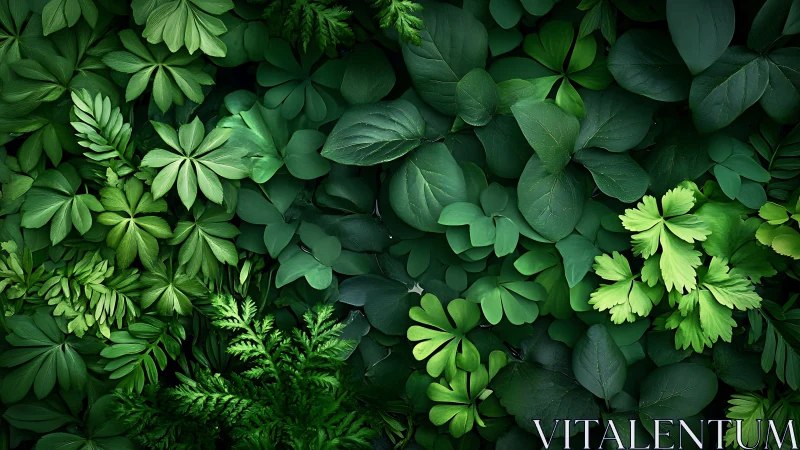 Lush green leaves gather in a calm, soothing forest embrace