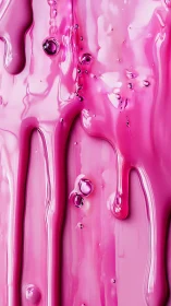 Glossy pink liquid flows downward in vibrant close-up art