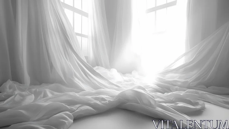 Morning light drapes the room in cascading whispers of white