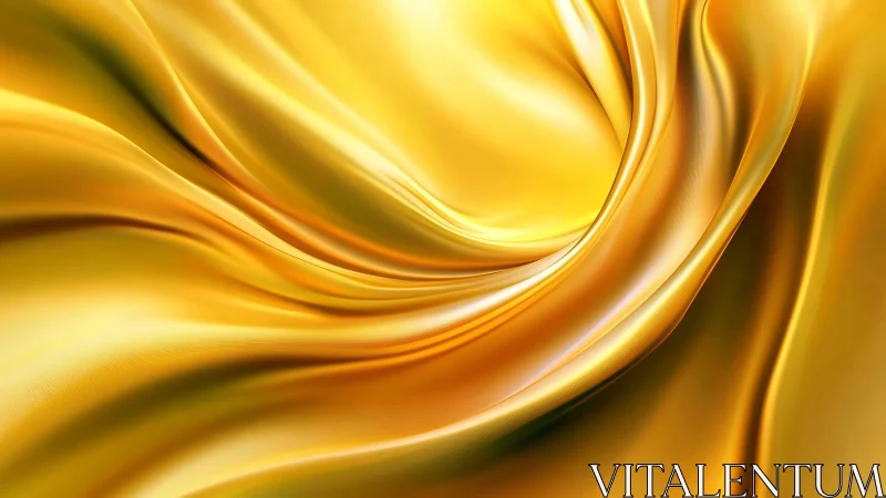 Golden silk folds curve inward forming fluid vortex center