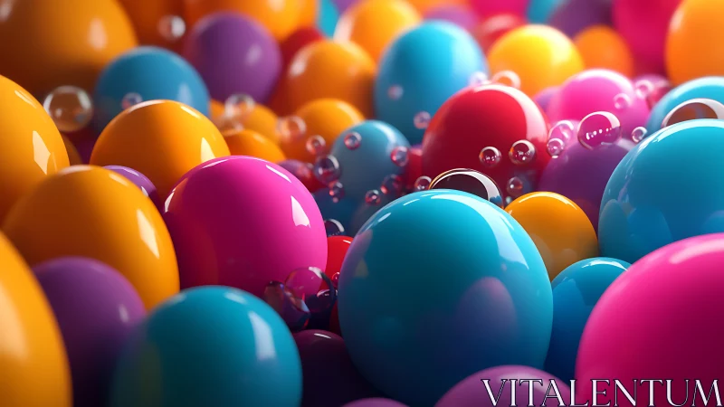 Colorful glossy spheres gather in a playful, joyful cascade