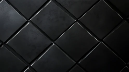 Glossy black diamond tiles with minimalist geometric rhythm.