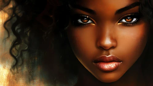 Radiant digital portrait celebrates soulful amber brown eyes