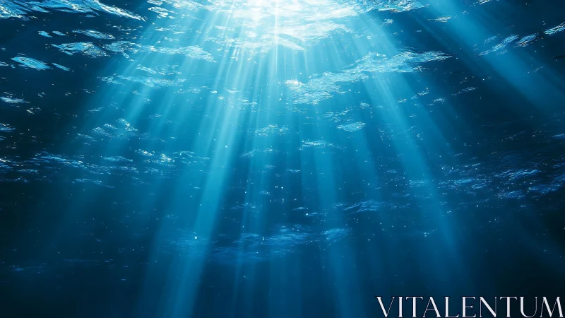 Subsurface ocean caustics with volumetric god rays in blue water