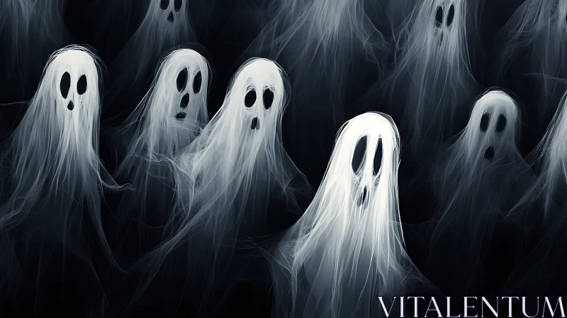 Translucent ghosts drifting through a dark spectral void.