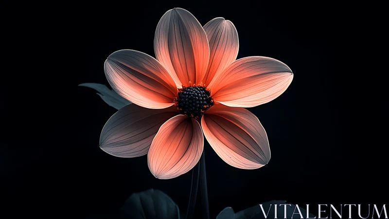 Coral Blossom Glows Against Midnight's Velvet Whisper