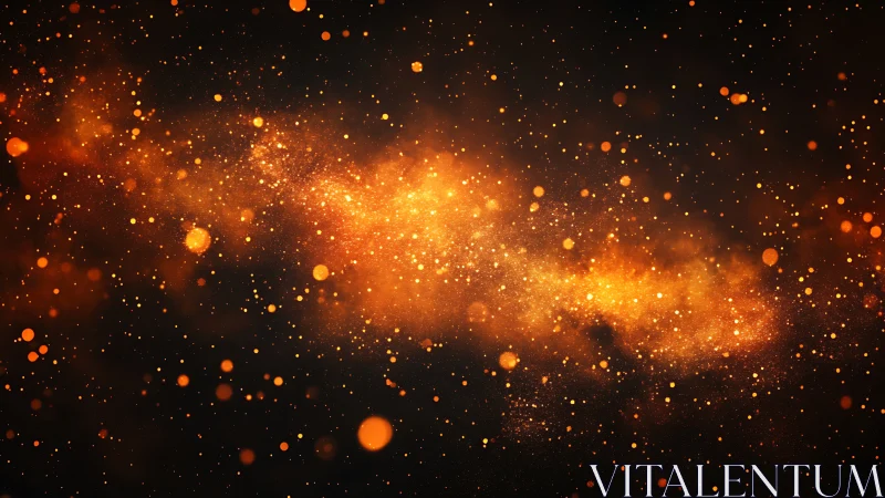 Glowing orange particle cloud against dark background.