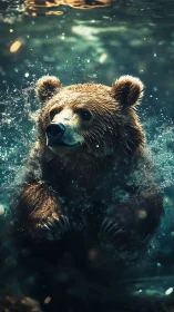 Submerged brown bear captured in dynamic aquatic close-up