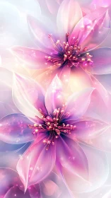 Luminous Pink Flowers with Golden Stamen Centers.