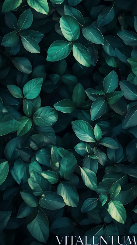 Photorealistic foliage field with chiaroscuro leaf layering.