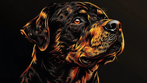 Loyal dog in glowing colors gazing with quiet devotion.