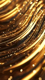 3D golden light trails with flowing bokeh particle ribbons.