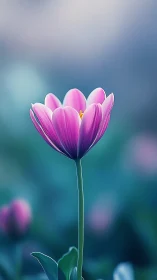 Macro botanical study: magenta tulip with turgid petals and bokeh depth field.