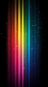 Vertical chromatic light bands form a spectral digital cascade