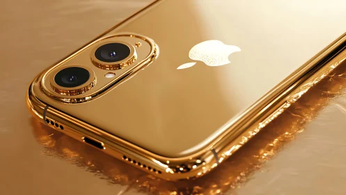 Gold-finished smartphone with dual camera system and metallic frame