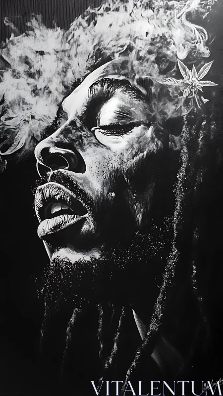 Smoky daydream portrait in luminous black and white profile.