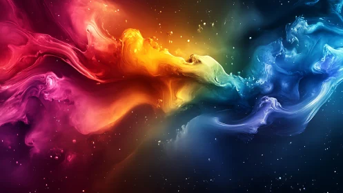 Flowing cosmic rainbow of swirling, dreamlike color energy.
