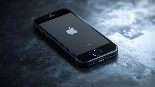 Black iPhone Loading Screen Rendered in Minimalist Product Photography.