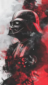 Helmeted shadow emperor in a storm of red echoes.