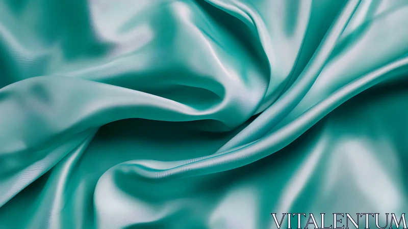 Photorealistic teal satin folds with fluid draped structure.