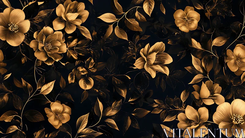 Gold Flowers on Black: Luxe Botanical Design.