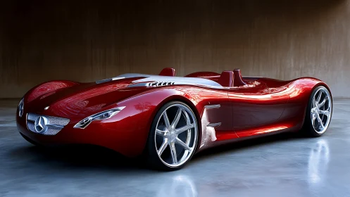 Red concept roadster presents low-profile, streamlined form