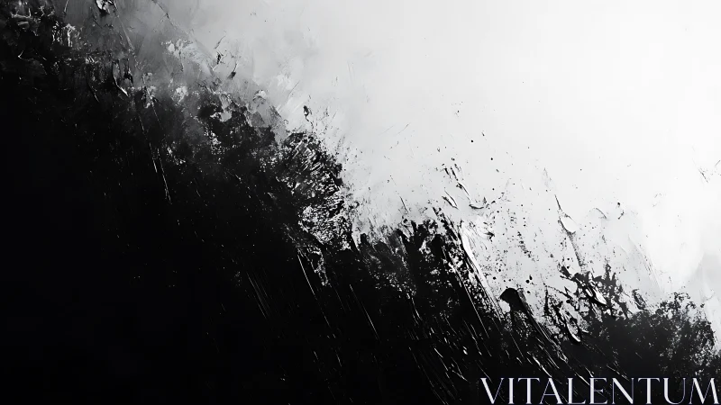 Monochrome abstract wave with diagonal impasto structure.