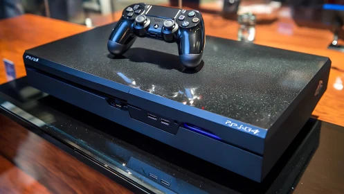 PlayStation 4 Pro Console with DualShock 4 Controller Display.