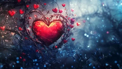 Luminescent Central Heart with Radiating Particle Field and Branching Structure