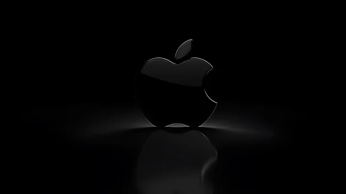 Apple Logo 3D Render Black Glass.