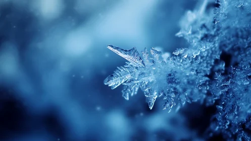 Macro view of blue-toned ice crystals in soft focus.