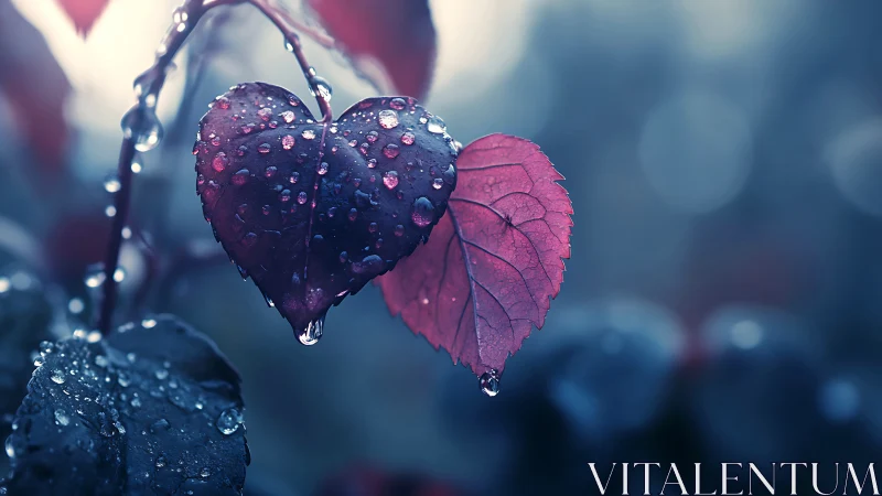 Heart-Shaped Leaves Glisten with Morning Dewdrops