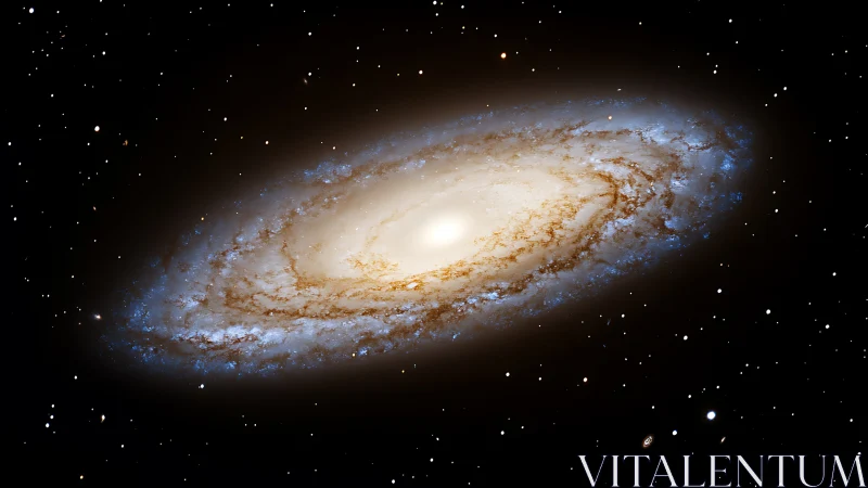 Edge-on spiral galaxy with bright central bulge in space.