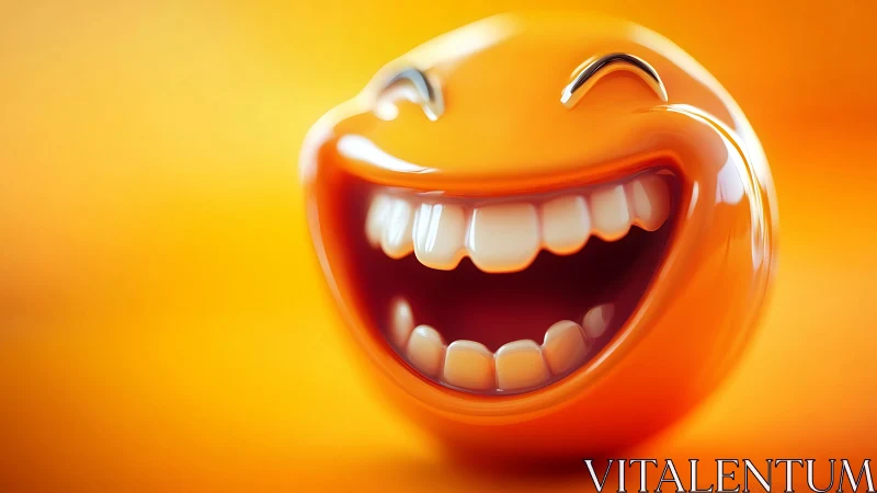 High-gloss 3D emotive sphere with exaggerated laughter dynamics.