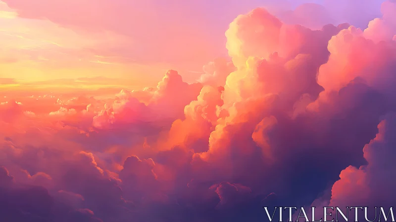 Radiant volumetric clouds render a luminous atmospheric sunset