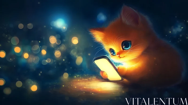 Glowing Kitten Discovers the Magic of Smartphone Light