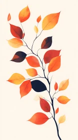 Minimal branch illustration with warm autumn leaves.
