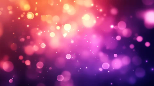 Vibrant bokeh lights abstract background in purple and orange hues.