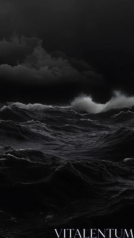 Midnight waves rehearse thunderous lines beneath brooding clouds