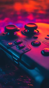 Neon Gaming Controller Bathed in Vibrant Thermal Light.