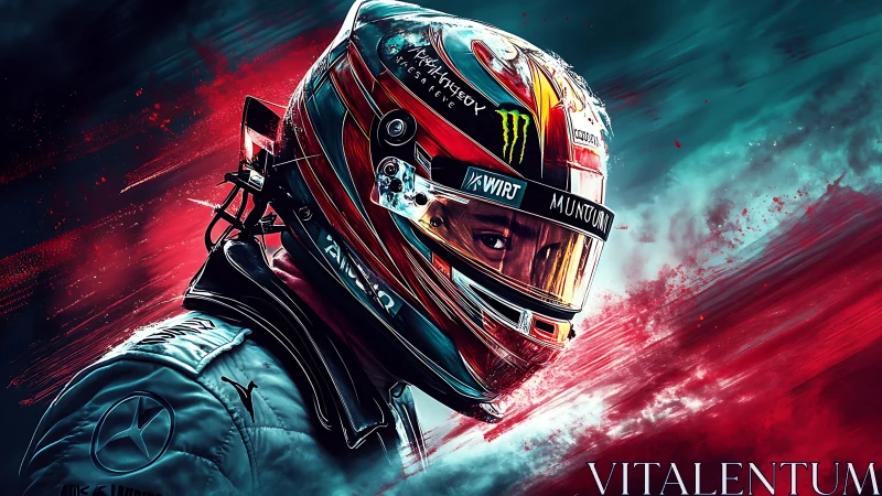 Racing driver portrait ignites speed and neon storm energy