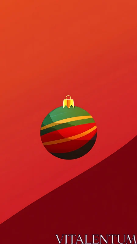 Colorful holiday bauble floats on a warm red backdrop