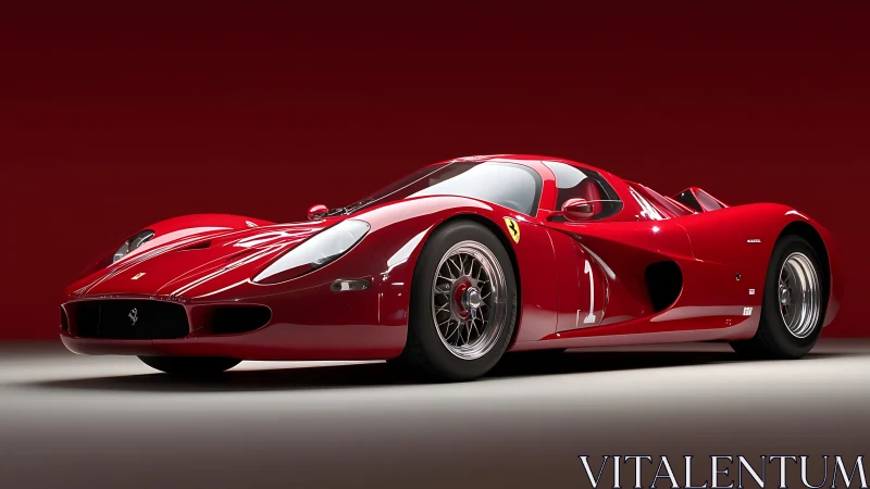 Low-angle studio render showcases classic red racing prototype