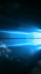 Windows Logo with Luminous Blue Geometric Forms