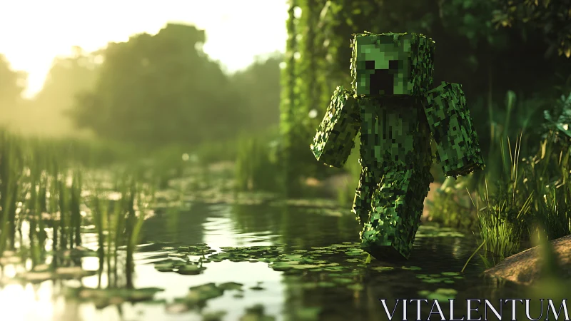 Swamp-striding pixel creeper under honeyed jungle light.